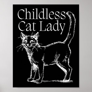 kinderloze kat dame poster