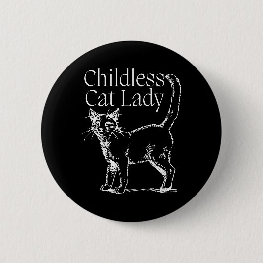 kinderloze kat dame ronde button 5,7 cm (Voorkant)