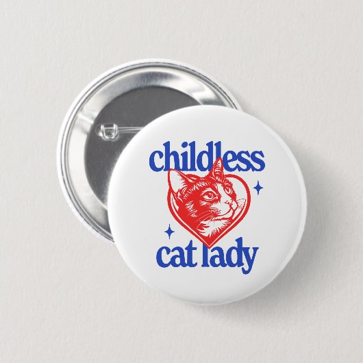 kinderloze kat dame ronde button 5,7 cm (Voorkant /achterkant)