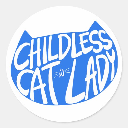 kinderloze kat dame ronde sticker (Voorkant)