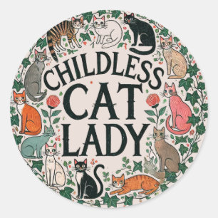 kinderloze kat dame ronde sticker