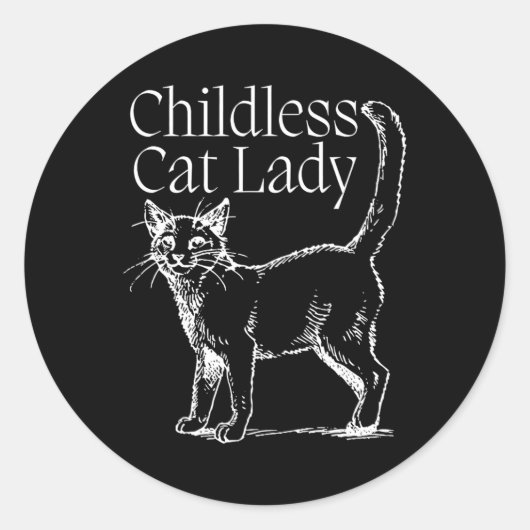 kinderloze kat dame ronde sticker (Voorkant)