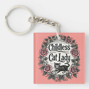 kinderloze kat dame sleutelhanger