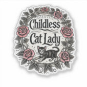 kinderloze kat dame sticker (Voorkant)