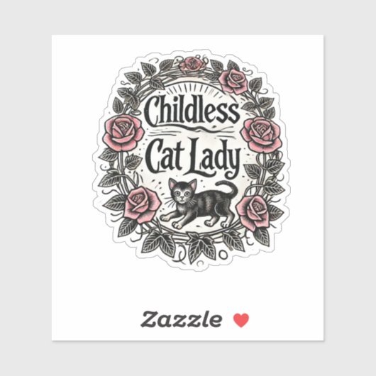 kinderloze kat dame sticker (Vel)
