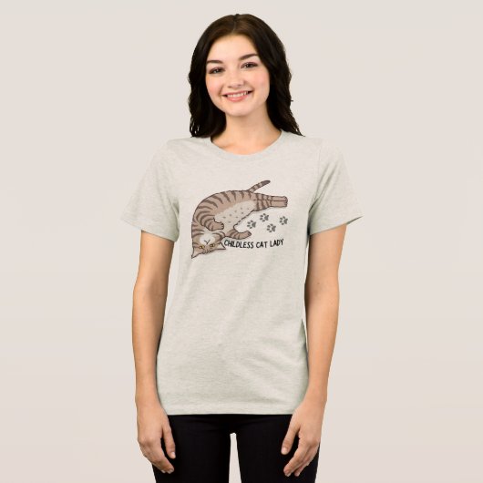 kinderloze kat dame Tri-Blend shirt (Voorkant volledig)