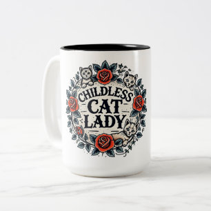 kinderloze kat dame tweekleurige koffiemok