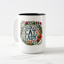 kinderloze kat dame tweekleurige koffiemok