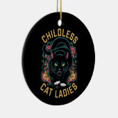 Kinderloze Kat Dames 2024 Feminist Keramisch Ornament (Rechts)