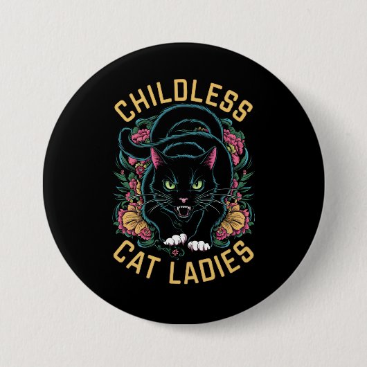 Kinderloze Kat Dames 2024 Feminist Ronde Button 7,6 Cm (Voorkant)
