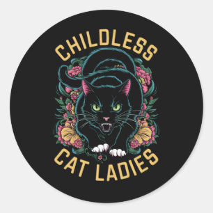 Kinderloze Kat Dames 2024 Feminist Ronde Sticker