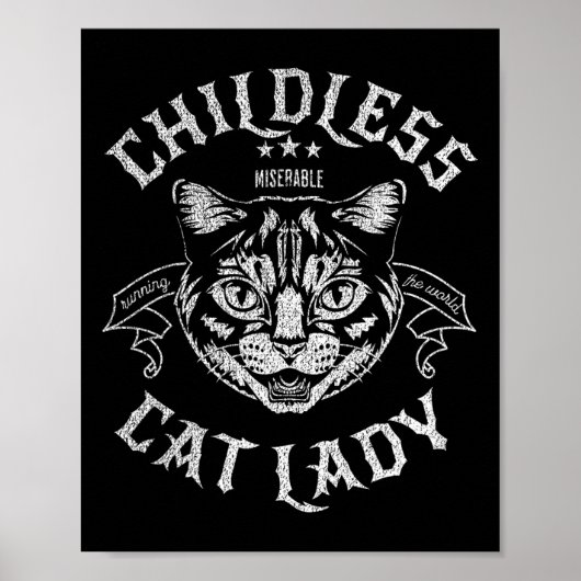 Kinderloze Kat Dames Feministische Stemming Poster (Voorkant)