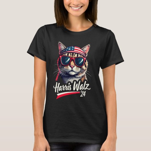 Kinderloze Kat Dames is Stemmend Harris Walz T-shirt (Voorkant)
