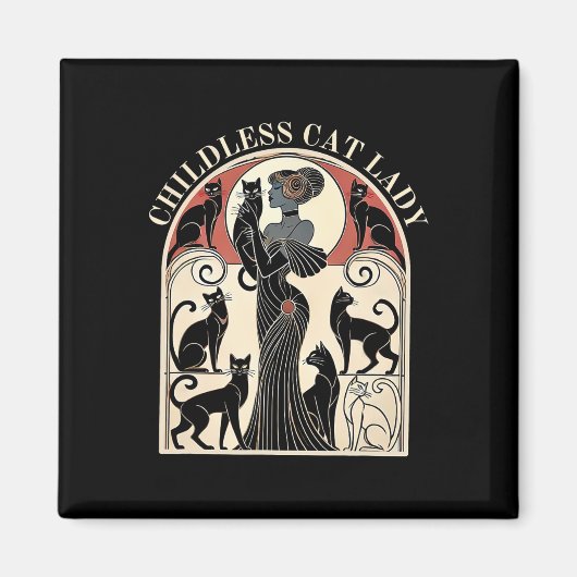 Kinderloze kat dames kat karma retro grappig magneet (Voorkant)