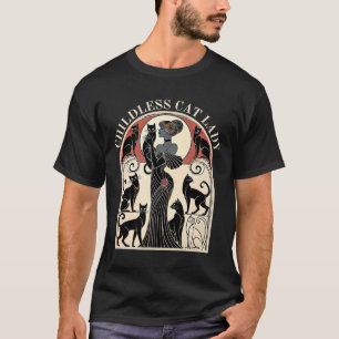 Kinderloze kat dames kat karma retro grappig t-shirt
