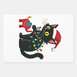 Kinderloze Kat Dames Kerstmis Kamala Trump Inpakpapier Vel