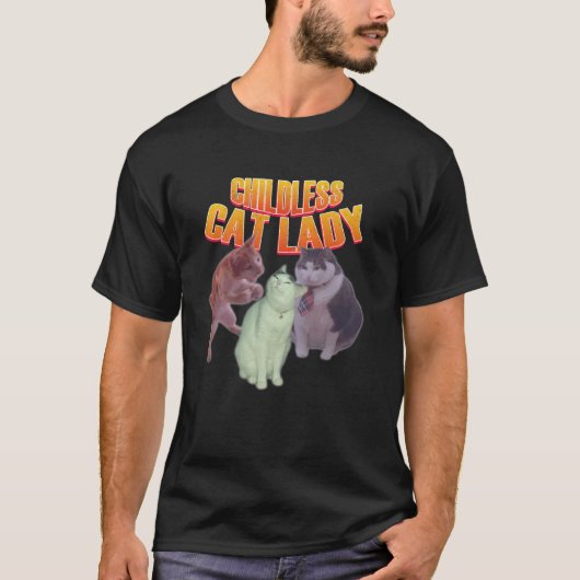 Kinderloze Kat Dames Meme Kitten Dame Kat Liefhebb T-shirt (Voorkant)