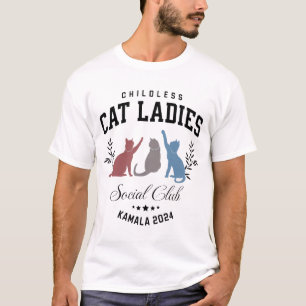Kinderloze Kat Dames Sociale Club Kamala 2024 T-shirt