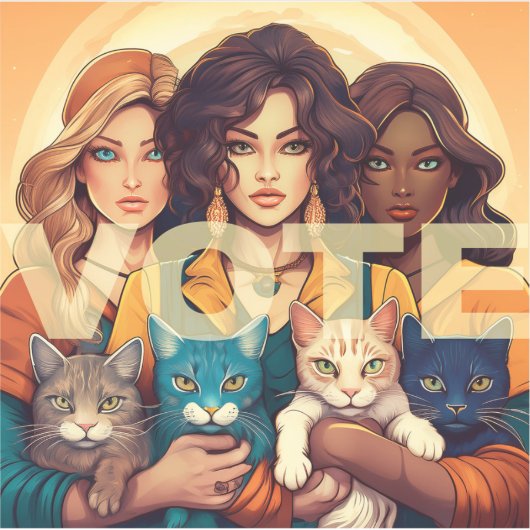 Kinderloze kat Dames STEM Sticker (Voorkant)