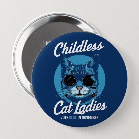 Kinderloze kat dames stemmen Blauwe Democraten US  Ronde Button 4,0 Cm (Voorkant /achterkant)