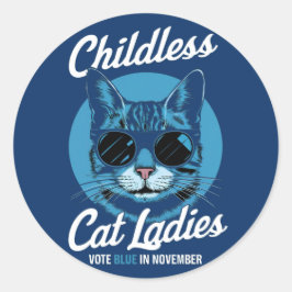 Kinderloze kat dames stemmen Blauwe Democraten US Ronde Sticker
