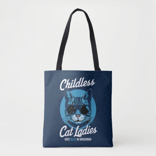 Kinderloze kat dames stemmen Blauwe Democraten US Tote Bag (Voorkant)
