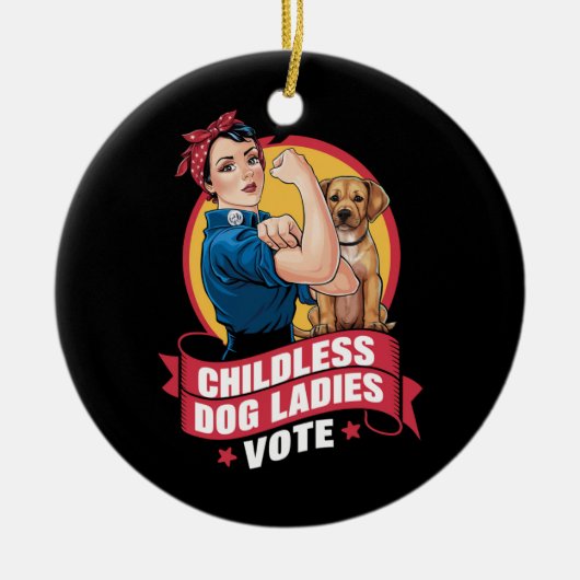 Kinderloze Kat Dames Stemmen Hond De Riveter Hond Keramisch Ornament (Voorkant)
