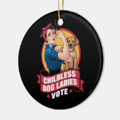 Kinderloze Kat Dames Stemmen Hond De Riveter Hond Keramisch Ornament (Links)