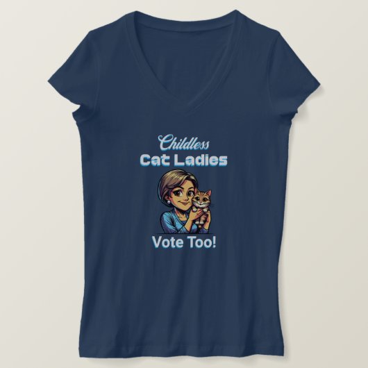 Kinderloze kat dames stemmen ook! Harris Walz 2024 T-shirt (Design voorkant)