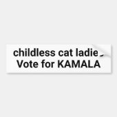 Kinderloze kat dames stemmen op Kamala grappig wit Bumpersticker (Voorkant)