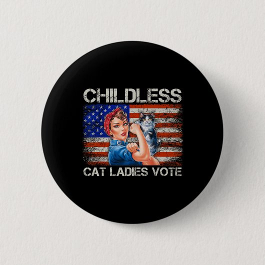 Kinderloze kat dames stemmen Rosie de Riveter Elec Ronde Button 5,7 Cm (Voorkant)