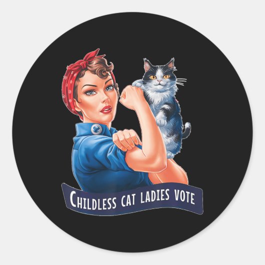 Kinderloze kat dames stemmen Rosie Ronde Sticker (Voorkant)