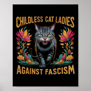 Kinderloze kat dames tegen fascisme grappig politi poster