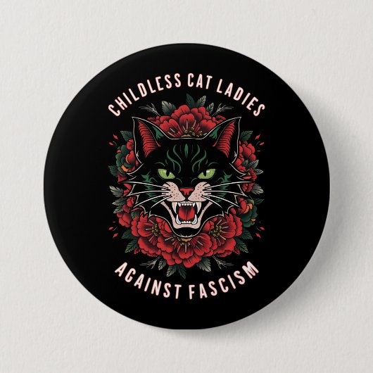 Kinderloze Kat Dames Tegen Fascisme Ronde Button 7,6 Cm (Voorkant)