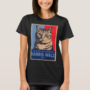 Kinderloze Kat Dames Voor Harris Waltz 2024 Grappi T-shirt