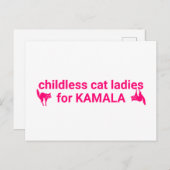 Kinderloze kat dames voor Kamala grappige roze kat Briefkaart (Voorkant / Achterkant)