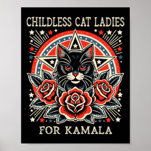 Kinderloze kat dames voor Kamala Harris Poster