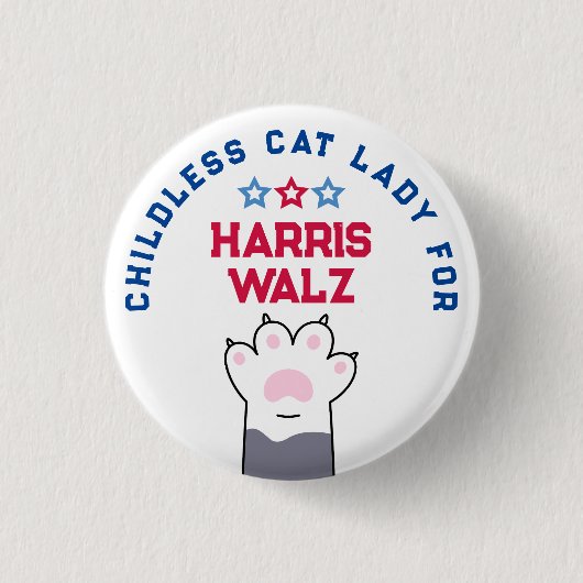 Kinderloze kat Lady Harris Walz 2024 Verkiezingsst Ronde Button 3,2 Cm (Voorkant)