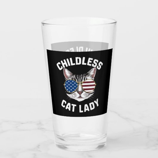 Kinderloze kat Lady Kamala Harris 2024 Glas (Achterkant)