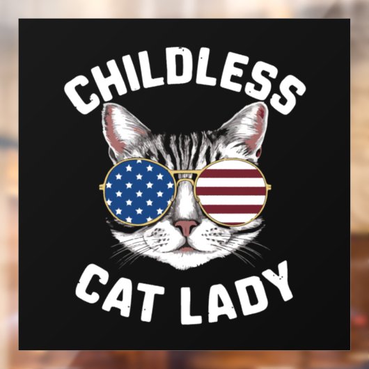 Kinderloze kat Lady Kamala Harris 2024 Raamsticker (Vel 2)