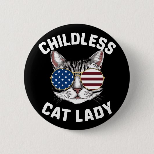 Kinderloze kat Lady Kamala Harris 2024 Ronde Button 5,7 Cm (Voorkant)