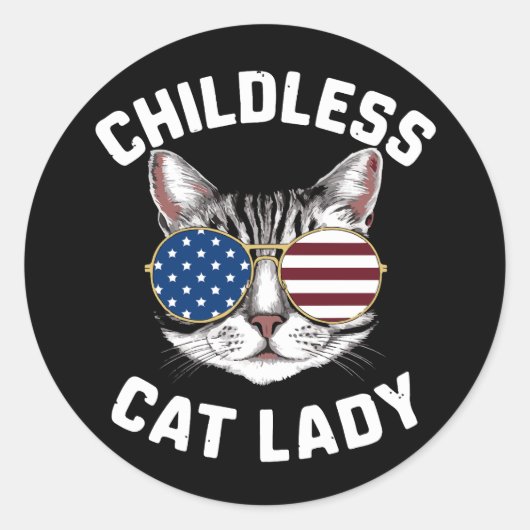 Kinderloze kat Lady Kamala Harris 2024 Ronde Sticker (Voorkant)