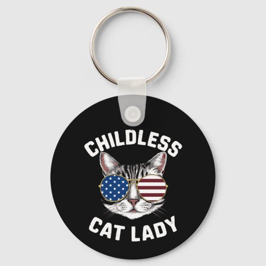 Kinderloze kat Lady Kamala Harris 2024 Sleutelhanger (Voorkant)