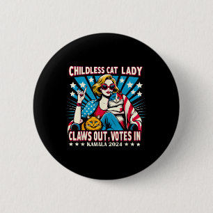 Kinderloze Kat Lady Krabt Uit Ronde Button 5,7 Cm