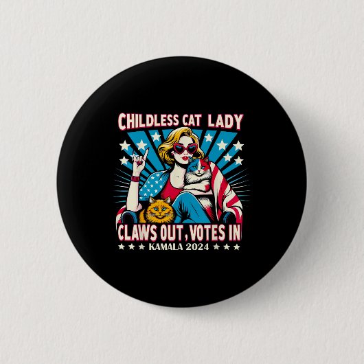 Kinderloze Kat Lady Krabt Uit Ronde Button 5,7 Cm (Voorkant)