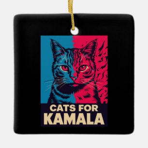 Kinderloze Kat Lady Stemt Kamala Harris 2024 Keramisch Ornament