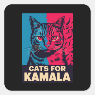 Kinderloze Kat Lady Stemt Kamala Harris 2024 Vierkante Sticker
