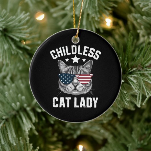 Kinderloze Kat Vrouw 2024 Keramisch Ornament (Boom)