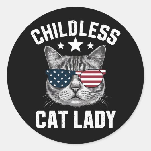 Kinderloze Kat Vrouw 2024  Ronde Sticker (Voorkant)