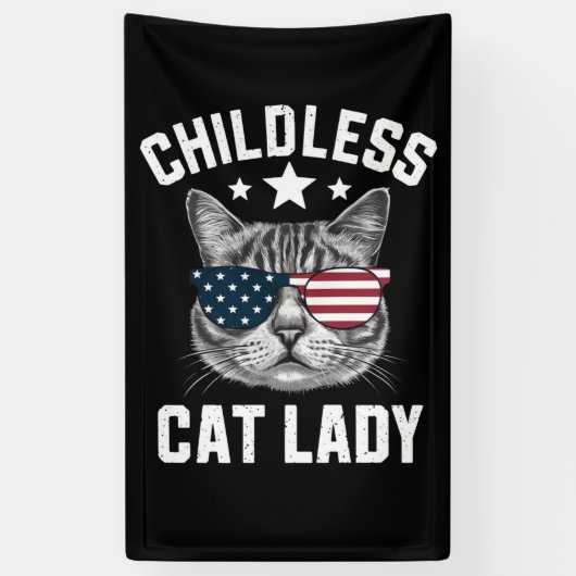 Kinderloze Kat Vrouw 2024 Spandoek (Verticaal)